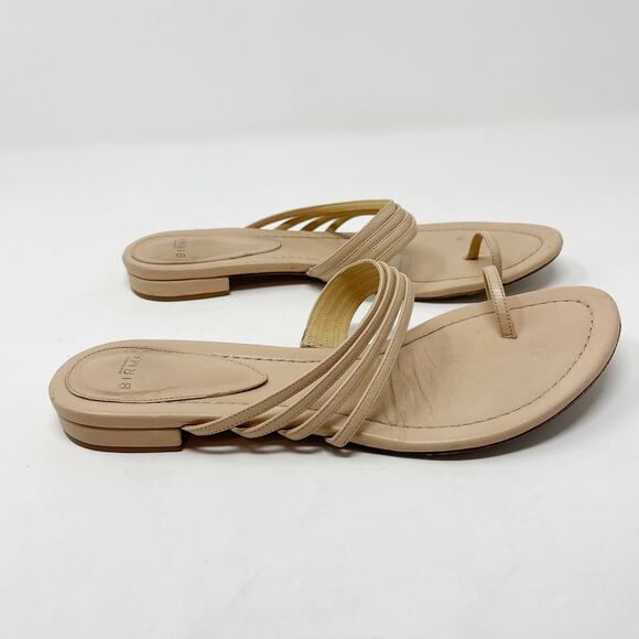 Alexandre Birman 37 Sand Cream Strappy Flat Toe Ring Sandals Leather Size 7 Nude - Picture 2 of 12